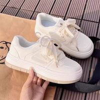 Damen modische Plateau-Sneaker mit luftiger Sohle und bequemer Dämpfung – Beige