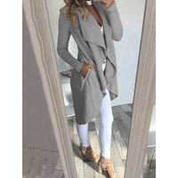 Heidi-Mode | Revers Schlank Lang Trench Coat – grau