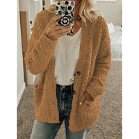 Teddy Damen Fleecejacke Mit Kapuze | Flauschiger Wintermantel – Braun