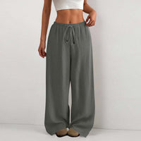 Damen Weite Sommerhose aus leichtem Stoff mit Gummizug – Dunkelgrau