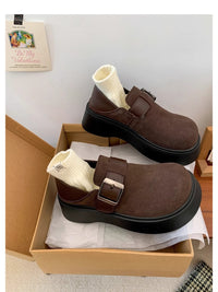 Damen Modische Chunky Clogs mit verstellbarem Schnallenverschluss und dickem Sohlenprofil – Braun