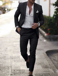 Herren Sommer 2-Teiliger Hochzeitsgast Anzug | Blazer und Hose – Schwarz