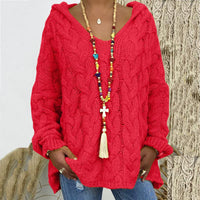 Heidi-Mode | Gestrickter Hoodie – Rot