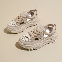 Damen modische Sneakers mit luftigen Einsätzen und komfortabler Dämpfung – Khaki