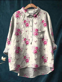 Tunika-Bluse für Damen - Longbluse mit tropischem Blumenmuster für den Sommer – Blumenmuster