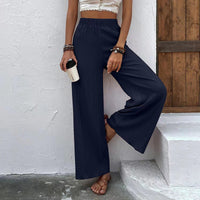 Fiona Sommerhosen | Elegante luftige sommerhosen damen mit weitem Bein – Dunkelblau