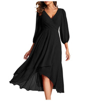 Karin™ | Elegantes Kleid mit V-Ausschnitt – Schwarz