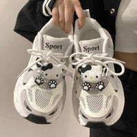 Damen Sportliche Sneakers mit verspieltem Tierdesign – Grau