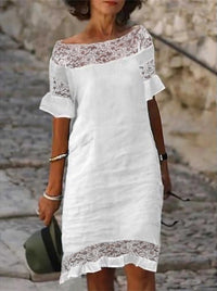 Damen luftiges Sommerkleid mit raffinierten Spitzenakzenten – 8008