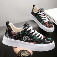 Damen Modische Sneaker mit einzigartigem Druckdesign – Schwarz