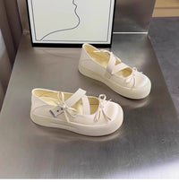 Damen komfortable Ballerinas mit farblichen Akzenten und elastischen Riemen – Cremeweiß