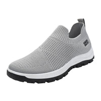 Damen Bequeme Slip-On Sneakers mit elastischem Strickoberteil und rutschfester Sohle – Grau