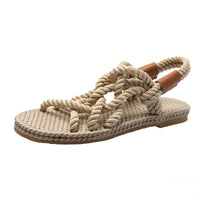 Frederika Sandalen aus geflochtenem Seil – Beige