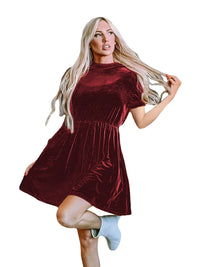 Heidi Mode | Einfarbiges Samtkleid – Burgunderrot