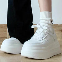 Damen Plattform Sneakers mit bequemer gepolsterter Innensohle – Weiß