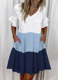 Heidi Mode | Pendelkleid mit V-Ausschnitt – dunkel hellblau