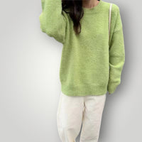 Damen Oversized Pullover – Warmer, bequemer Langarmpullover – Grün