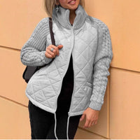 Kayla | Steppjacke Mit Strickärmeln Und Reißverschluss – Grau