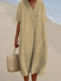 Sommerkleidchen aus Baumwolle und Leinen – Khaki