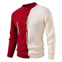 Bruno | Herren Strukturierter Zierband Strickpullover – Rot