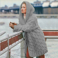 Saymira | Langer Cardigan Mit Kapuze – Grau
