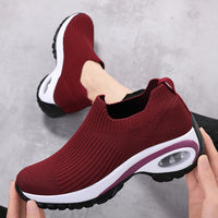 Damen Atmungsaktive Slip-On Sneakers mit unterstützender Dämpfung – Rotbraun