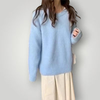 Damen Oversized Pullover – Warmer, bequemer Langarmpullover – Blau