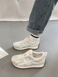 Damen Sportliche Mesh Sneakers mit atmungsaktiver Oberflächenstruktur und rutschfester Sohle – Beige