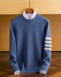 BENJAMIN - ENGER STRICKPULLOVER AUS WOLLE – Blau