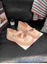 Damen komfortable Ballerinas mit farblichen Akzenten und elastischen Riemen – Rosarot