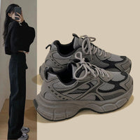 Damen Sportliche Mesh-Sneaker mit dämpfender Sohle und atmungsaktiver Obermaterialstruktur – Grau