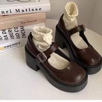 Retro Dirndl Schuhe für Damen | Plateau – Braun