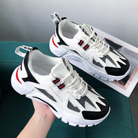 Damen Atmungsaktive Performance Sneakers mit stabilisierender Laufsohle – Schwarz-Weiß-Rot