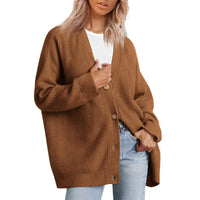 Damen-Strickjacke in Übergrößer | Gestreift – Braun
