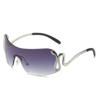 Damen Y2K Übergroße Sonnenbrille | Stylisch – Gradient Blau
