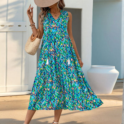 Zuri | Figurbetontes, ärmelloses Blumenkleid