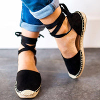 Nadia Espadrilles Plateau | Sommerliche Boho schwarze Espadrilles Sandaletten für Damen mit Riemchen – Schwarz