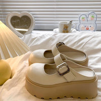 Damen modische Plateau-Sandalen mit verstellbarem Riemen – Beige