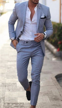 Herren Sommer 2-Teiliger Hochzeitsgast Anzug | Blazer und Hose – Blau 2