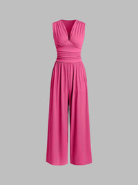 Laila | Chicer ärmelloser Jumpsuit – Rose Red