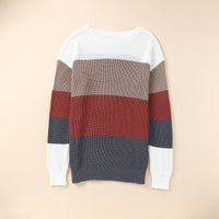 Damen FARBLOCK STRICKPULLOVER | MODERNER, BEQUEMER STIL – Rot
