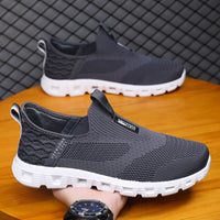 Damen Atmungsaktive Slip-On Sneakers mit elastischem Strickoberteil und rutschfester Sohle – Grau