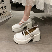 Damen Plattform-Pumps mit doppeltem Riemen und glänzender Oberfläche – Weiß