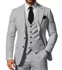 Herren Slim Fit 3-Dreiteiler Satz | Hochzeitsgast Anzug – Grau