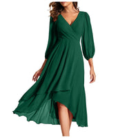 Karin™ | Elegantes Kleid mit V-Ausschnitt – Dunkelgrün