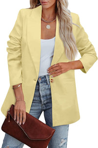 Heidi-Mode | Doppelreihiger Blazer mit Gerafften Ärmeln und Taschen – Gelb