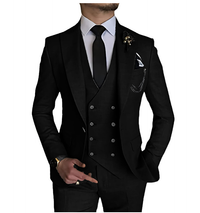 Herren Dreiteilig Formell Anzug Set | Hochzeitsgast Anzug – Schwarz