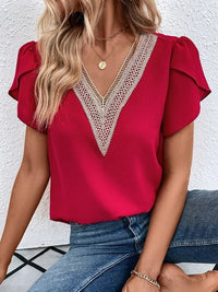 Damen Bluse mit Spitze – Rot