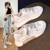 Damen Sportliche Sneakers mit elastischem Schnallenverschluss und atmungsaktiver Mesh-Oberfläche – Grau