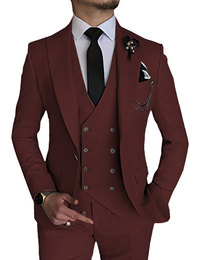 Herren Dreiteilig Formell Anzug Set | Hochzeitsgast Anzug – Rot
